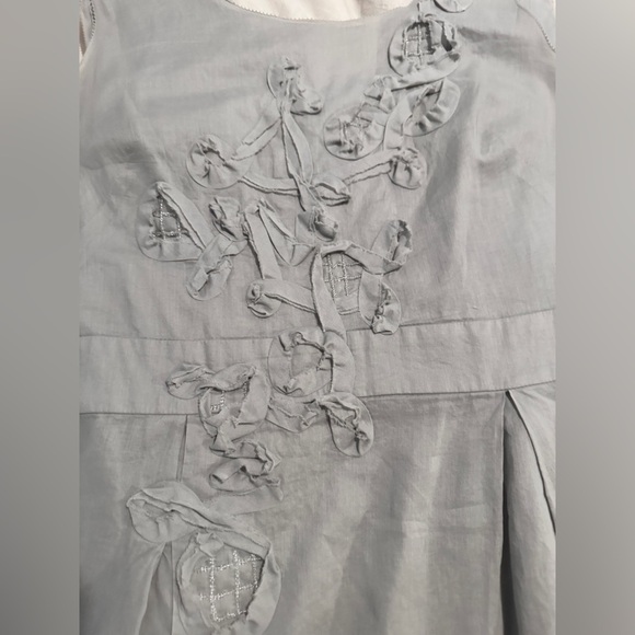 Ann Taylor LOFT Gray Cotton Sheath Dress Floral Applique With Beads Size 10 - Picture 5 of 15